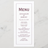 Menu Mariage Moderne Minimaliste Bourgogne Blanc (Devant)