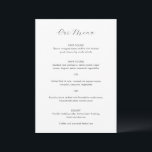 Menu Mariage moderne minimaliste noir et blanc<br><div class="desc">Menu mariage moderne avec le titre et votre monogramme dans un script élégant.</div>