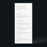 Menu Mariage moderne minimaliste noir et blanc<br><div class="desc">Menu mariage moderne avec une mise en page simple et minimale avec des polices serif et script.</div>