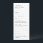 Menu Mariage moderne minimaliste noir et blanc<br><div class="desc">Menu mariage moderne avec une mise en page simple et minimale avec des polices serif et script.</div>