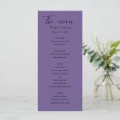 menu mariage moderne minimaliste violet (Debout devant)