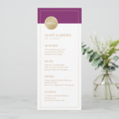 Menu mariage moderne minimaliste violet vinicole (Debout devant)