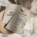 Menu Mariage moderne moderne tendance Retro Black Cream<br><div class="desc">Un menu de dîner mariage moderne et coloré rétro et moderne. Ce qui présente le design modèle chic de boho vintage crème arrière - plan et la typographie noire et menu écrit à la main en rouge. Parfait et assorti à toute la suite.</div>