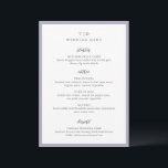 Menu Mariage Moderne Monogramme Lilac Élégant<br><div class="desc">Menus de mariage modernes présentant un design épuré avec des polices serif et script.</div>