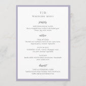 Menu Mariage Moderne Monogramme Lilac Élégant (Devant)