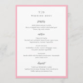 Menu Mariage Moderne Monogramme Rose Élégant (Devant)