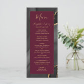 Menu Mariage Moderne Noir Agate Bordeaux Or (Debout devant)