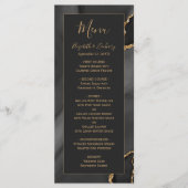 Menu Mariage Moderne Noir Agate Dorée Sombre (Devant)