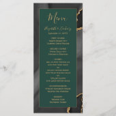Menu Mariage Moderne Noir Agate Émeraude Vert (Devant)