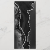Menu Mariage Moderne Noir Argent Agate Sombre (Dos)