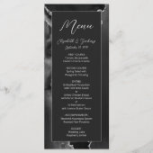 Menu Mariage Moderne Noir Argent Agate Sombre (Devant)