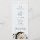 Menu Mariage moderne noir blanc et or Dîner & Bar (Dos)