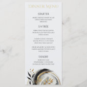 Menu Mariage moderne noir blanc et or Dîner & Bar (Devant)