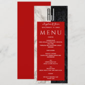 Menu Mariage moderne noir et blanc (Devant / Derrière)
