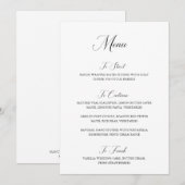 Menu Mariage moderne noir et blanc de Nancy (Devant / Derrière)