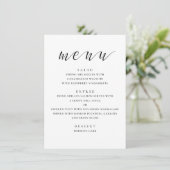 Menu Mariage moderne noir et blanc. Écriture minimalist (Debout devant)