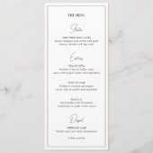 Menu Mariage Moderne Noir et Blanc Élégant (Devant)