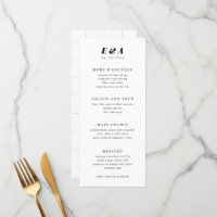 Menu Mariage moderne noir et blanc Multi Course