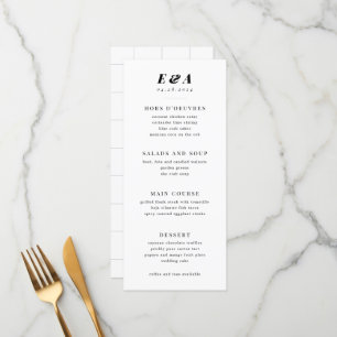 Menu Mariage moderne noir et blanc Multi Course