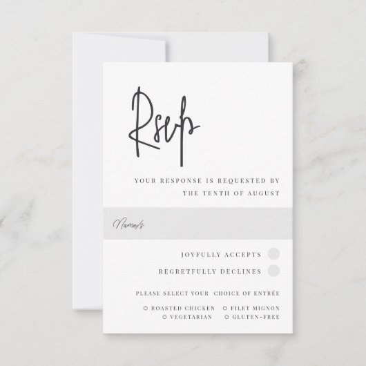 Menu Mariage moderne noir et blanc Script (Devant)