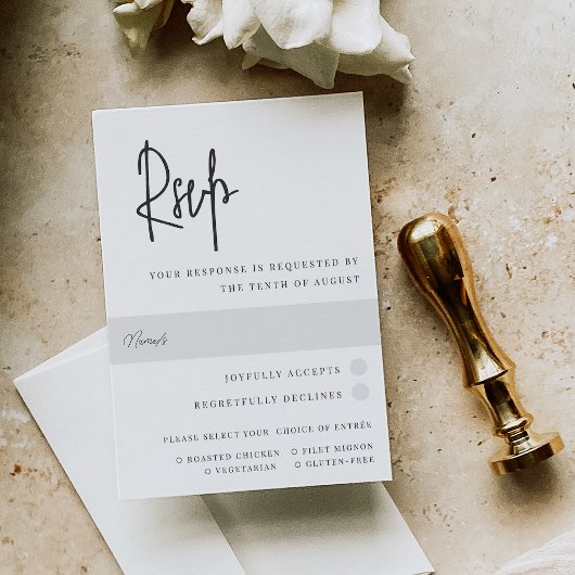 Menu Mariage moderne noir et blanc Script