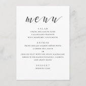 Menu Mariage moderne noir et blanc. Script minimal (Devant)