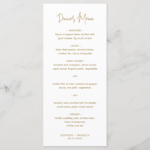 Menu Mariage Moderne Or Minimaliste