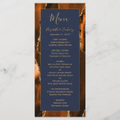 Menu Mariage Moderne Orange Brûlé Agate Bleu Nuit (Devant)
