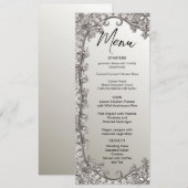 Menu Mariage moderne orné d'argent (Devant / Derrière)