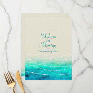 Menu mariage moderne peint abstact mer scintillant