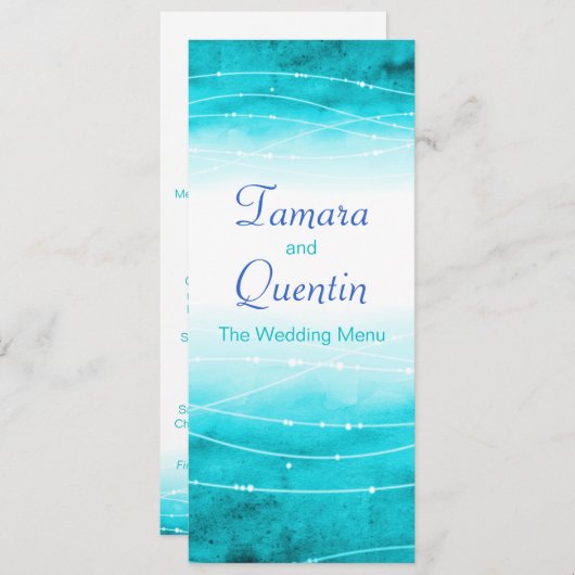 Menu mariage moderne peint en bleu marine (Devant / Derrière)