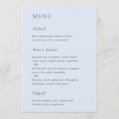 Menu Mariage Moderne Poudre Bleue Élégant (Devant)