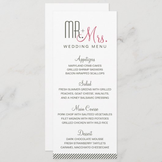 Menu Mariage moderne rétro (Devant / Derrière)