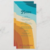 Menu Mariage moderne Retro 70 coloré Rainbow Waves (Devant / Derrière)
