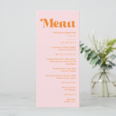 Menu Mariage Moderne Rétro Rose et Orange (Debout devant)