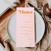 Menu Mariage moderne rétro rose et orange