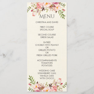 Menu Mariage moderne romantique de Boho de couleur aqua