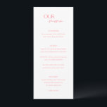 Menu Mariage moderne rose chic<br><div class="desc">Menu mariage moderne avec un design simple avec "NOTRE menu" dans une combinaison d'un script élégant et d'une police sans serif moderne. Le dos a votre photo,  les noms et la date mariage.</div>