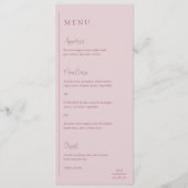 Menu Mariage moderne rose discrète grâce (Devant)