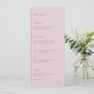 Menu Mariage moderne rose discrète grâce
