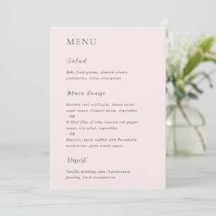 Menu Mariage Moderne Rose Élégant