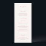 Menu Mariage moderne rose élégant<br><div class="desc">Un menu de mariage élégant,  au design classique et à la disposition simple. Vos noms et votre date de mariage sont affichés en évidence dans une grande police de caractères serif traditionnelle au dos. La simplicité de ce design est très appréciable pour un mariage formel.</div>