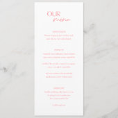 Menu Mariage Moderne Rose Élégant (Devant)