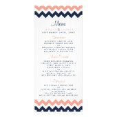 Menu Mariage moderne rose et marine Chevron (Devant)