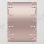 Menu Mariage moderne Rose Gold Blush Parties scint (Dos)
