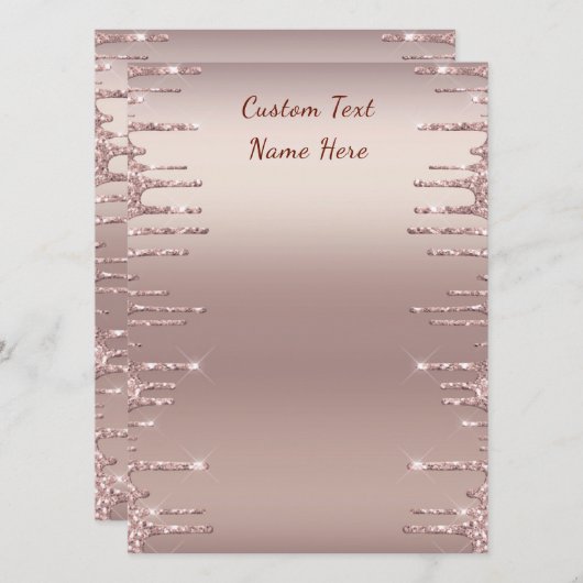 Menu Mariage moderne Rose Gold Blush Parties scint (Devant / Derrière)
