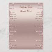 Menu Mariage moderne Rose Gold Blush Parties scint (Devant)