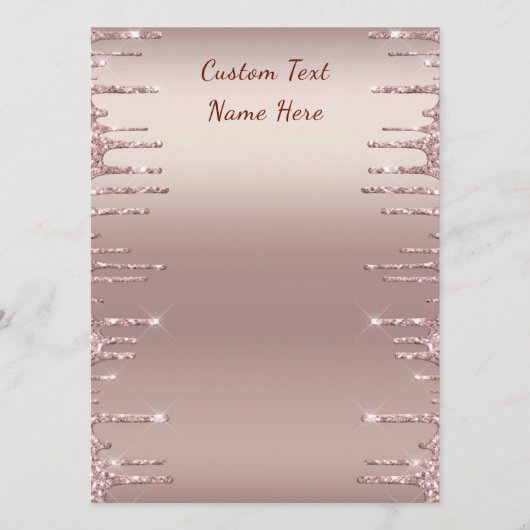 Menu Mariage moderne Rose Gold Blush Parties scint (Devant)