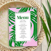 Menu Mariage moderne rose + palmier vert