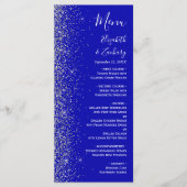Menu Mariage Moderne Royal Bleu avec Bordure Pailletée (Devant)